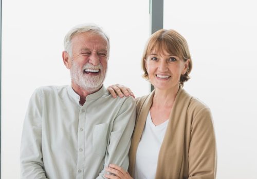 Portrait,Of,Senior,Elderly,Couple,In,Casual,Outfit,Smiling,With